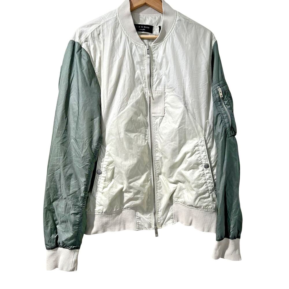 Rag and Bone Men USA made Windbreaker Green White Size Large A001513